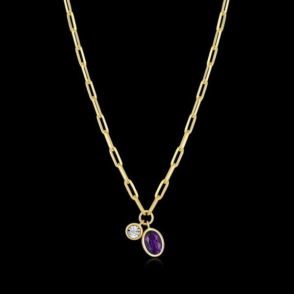 SS February Birthstone LG Amethyst & Diamond Pendant Carroll's Jewelers Doylestown, PA