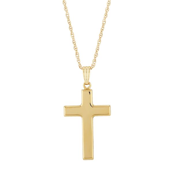 Gold Plated plain polished cross pendant necklace Carroll's Jewelers Doylestown, PA