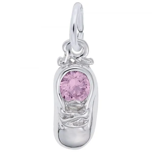 Sterling Silver Baby Shoe with October Birthstone Charm Carroll's Jewelers Doylestown, PA