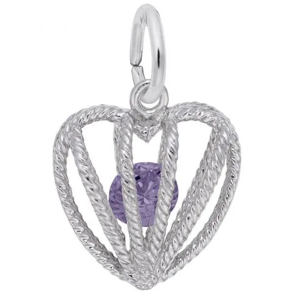 SS Birthstone Heart Charm - February Carroll's Jewelers Doylestown, PA