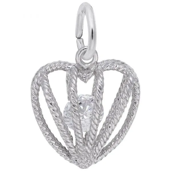 SS Birthstone Heart Charm - April Carroll's Jewelers Doylestown, PA
