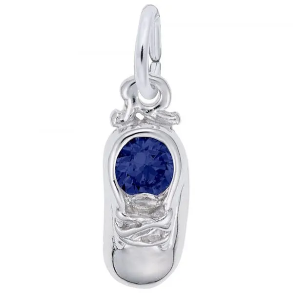 Sterling Silver Baby Shoe with September Birthstone Charm Carroll's Jewelers Doylestown, PA