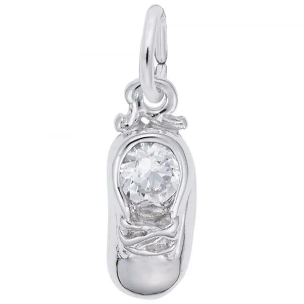 Sterling Silver Baby Shoe with April Birthstone Charm Carroll's Jewelers Doylestown, PA