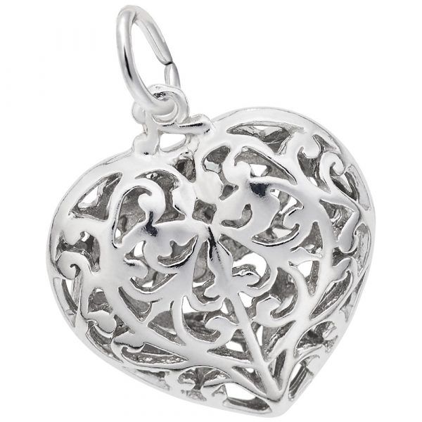Sterling Silver Filagree Heart Charm Carroll's Jewelers Doylestown, PA