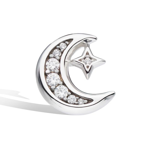 SS CZ Moon Stud Earrings Image 2 Carroll's Jewelers Doylestown, PA