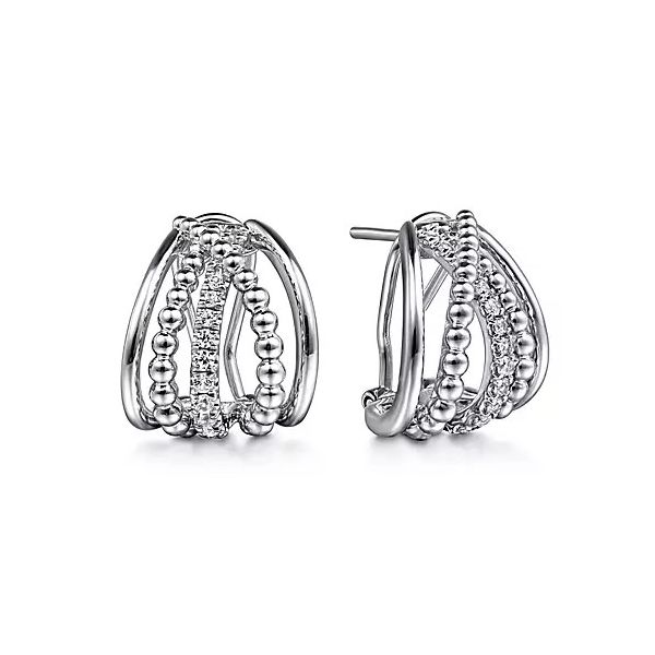 SS Omega Back Earrings with white sapphire Carroll's Jewelers Doylestown, PA