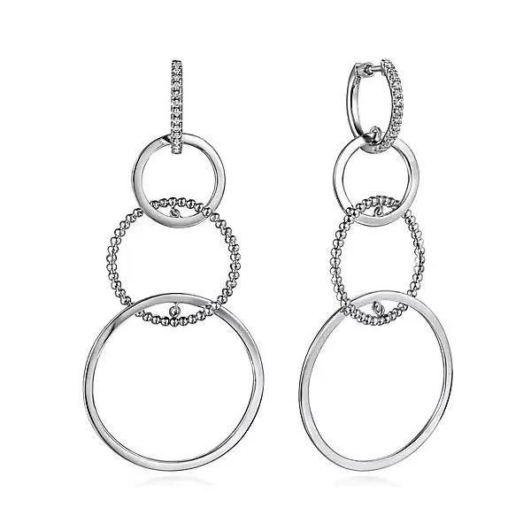 SS Long Circle Drop Earrings with White sapphire Carroll's Jewelers Doylestown, PA