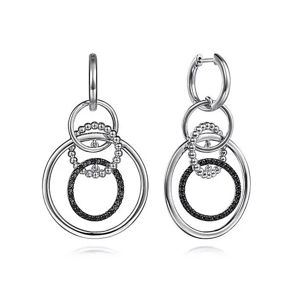 SS Black Spinel Circle Dangle Earrings Carroll's Jewelers Doylestown, PA