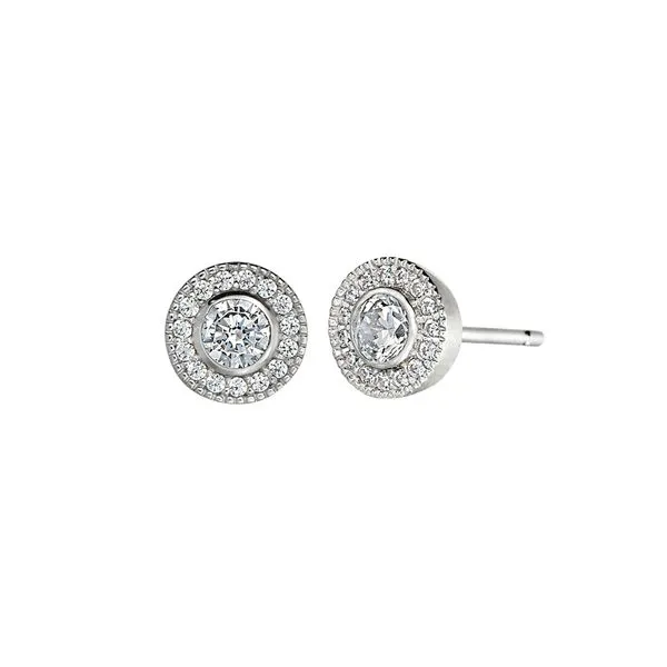 Sterling Silver simulated Diamond April Birthstone Earrings Carroll's Jewelers Doylestown, PA