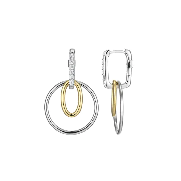 SS Two Tone circle Dangle Earrings Carroll's Jewelers Doylestown, PA