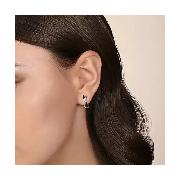 SS White Sapphire and Black Enamel Criss Coss Earrings Image 2 Carroll's Jewelers Doylestown, PA