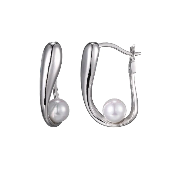 SS Hoop Earrings with Shell Pearl Carroll's Jewelers Doylestown, PA