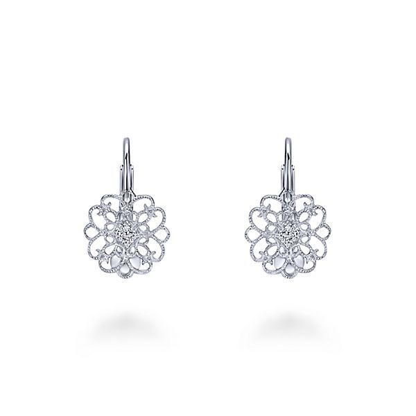 Sterling Silver White Sapphire Flower Earrings Carroll's Jewelers Doylestown, PA