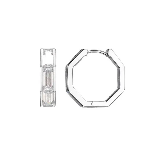 Sterling CZ Baguette Hoop Earrings