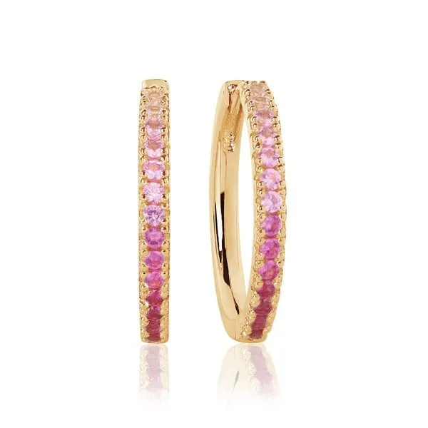 18kt GP multi color pink CZ hoop earrings