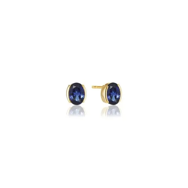 18kt GP CZ Blue Stud Earrings Carroll's Jewelers Doylestown, PA