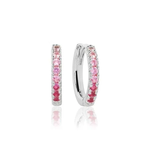 SS multi color pink  CZ small hoop earrings Carroll's Jewelers Doylestown, PA