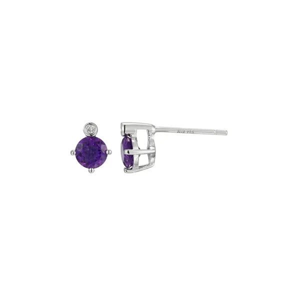 Sterling Silver Garnet and Lab Grown Diamond Earrings
