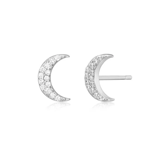 Sterling silver diamond Crescent Moon earrings Carroll's Jewelers Doylestown, PA