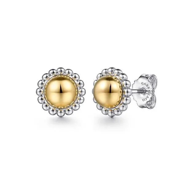 Gabriel 2 tone button ball stud earrings