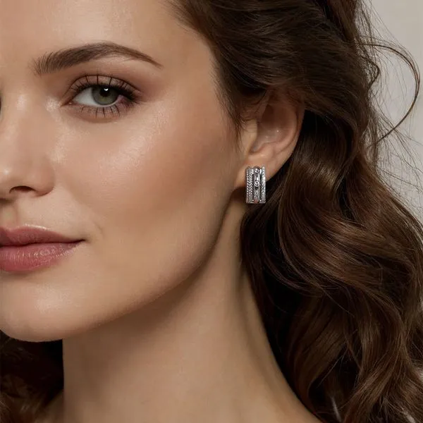 Gabriel Silver Bujukan White Sapphire Hoops