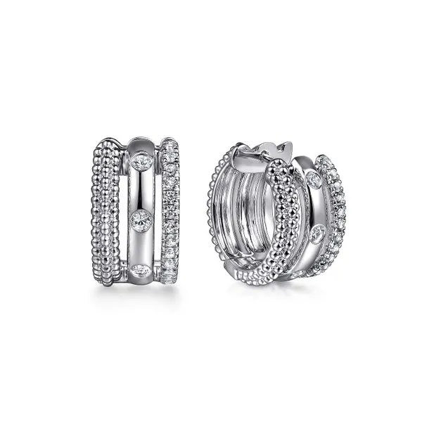 Gabriel Silver Bujukan White Sapphire Hoops