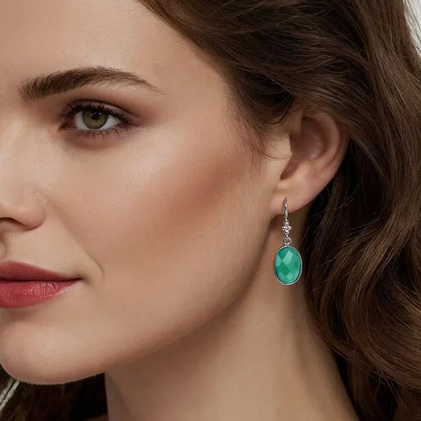 Gabriel SS Bujukan Green Onyx Dangle Earrings