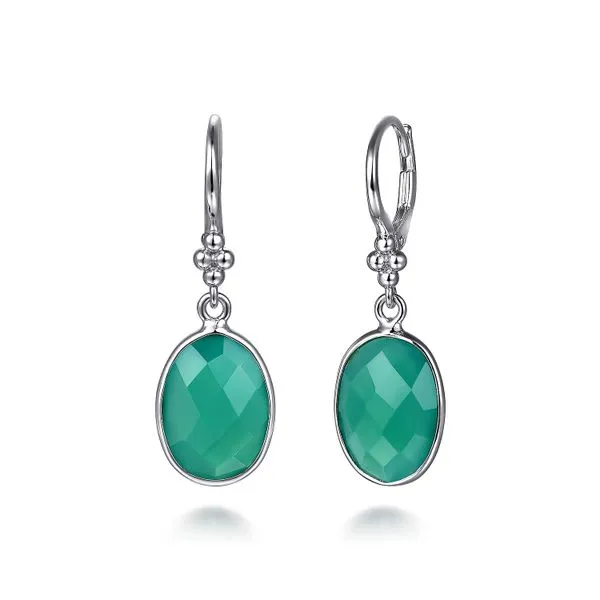 Gabriel SS Bujukan Green Onyx Dangle Earrings