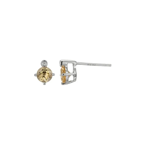 Sterling Silver Citrine and Lab Grown Diamond Earrings