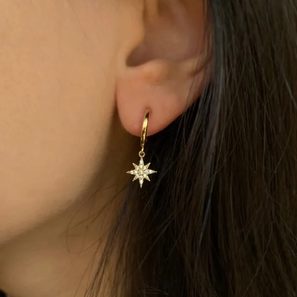 GP SS CZ Star drop earrings
