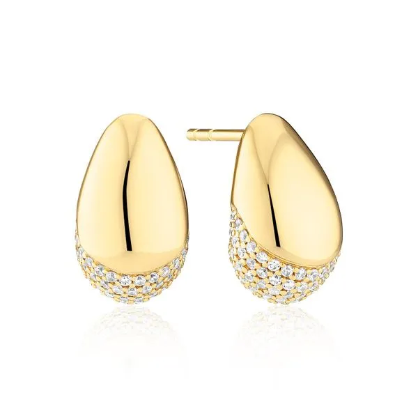 GP/SS Stud Earrings with pave cubic zirconia