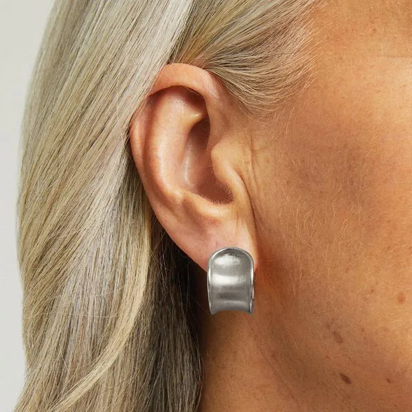 Silver Concave Hoop Earrings