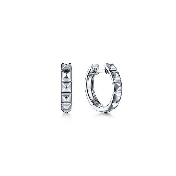 SS pyramid design huggie earrings Carroll's Jewelers Doylestown, PA