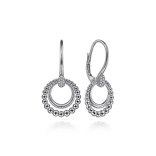 SS Dangle Circle Earrings with White Sapphire Carroll's Jewelers Doylestown, PA