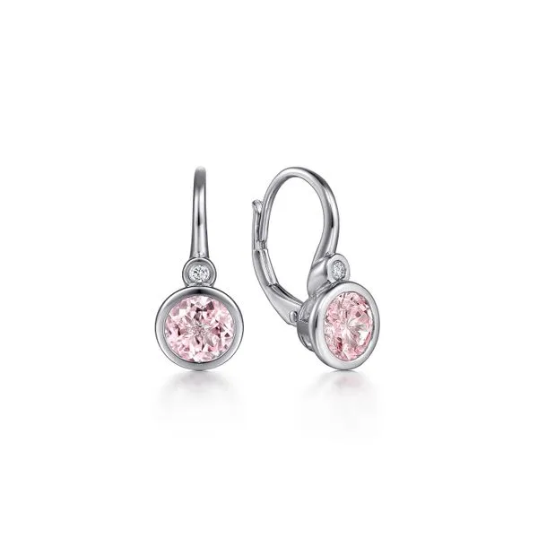 SS Pink Zircon and Diamond Leverback Earrings Carroll's Jewelers Doylestown, PA