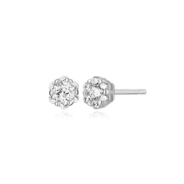 Sterling Silver diamond cluster stud earrings Carroll's Jewelers Doylestown, PA