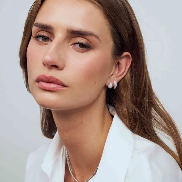 SS Sif Jakobs Pave CZ stud earrings Image 2 Carroll's Jewelers Doylestown, PA