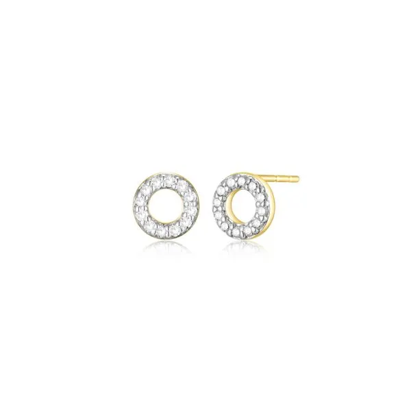 GP/SS circle stud earrings with diamond accents Carroll's Jewelers Doylestown, PA