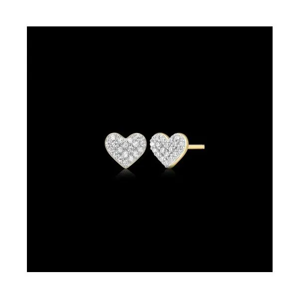 Gold Plated Silver Pave Diamond Heart Earrings Image 2 Carroll's Jewelers Doylestown, PA
