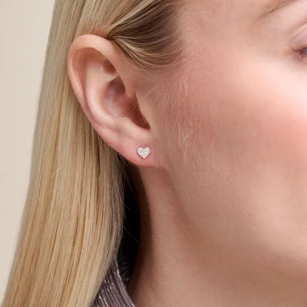 Gold Plated Silver Pave Diamond Heart Earrings Carroll's Jewelers Doylestown, PA