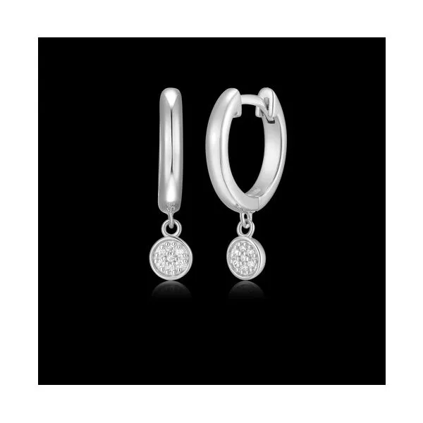 SS Hoop Earrings with diamond pave dangle Carroll's Jewelers Doylestown, PA