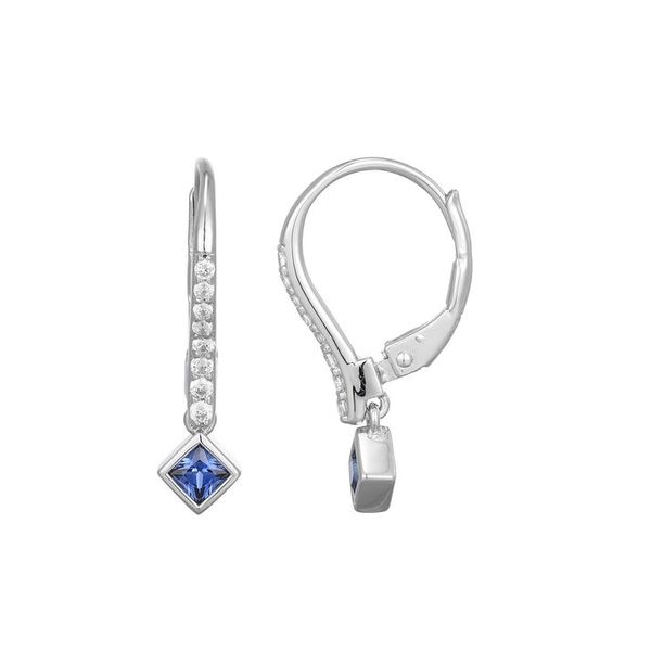 SS LG Sapphire and Diamond Dangle Earrings Carroll's Jewelers Doylestown, PA