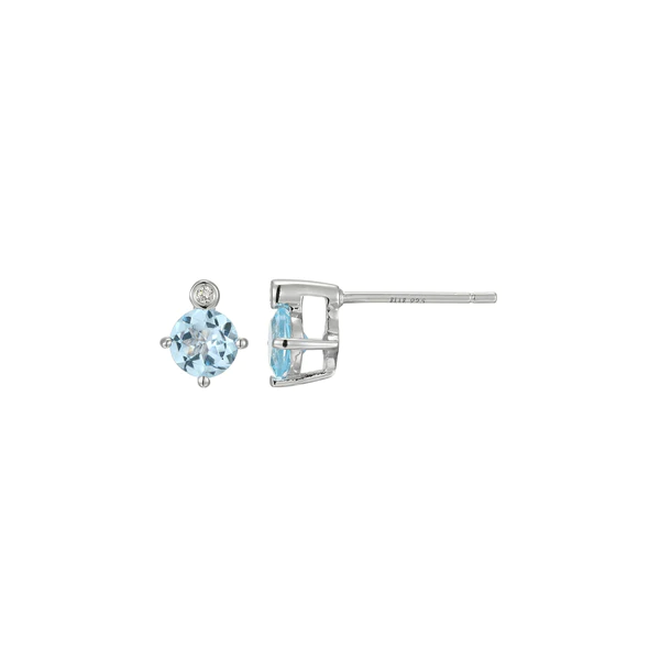 Sterling Silver Blue Topaz and Lab Grown Diamond Earrings Carroll's Jewelers Doylestown, PA