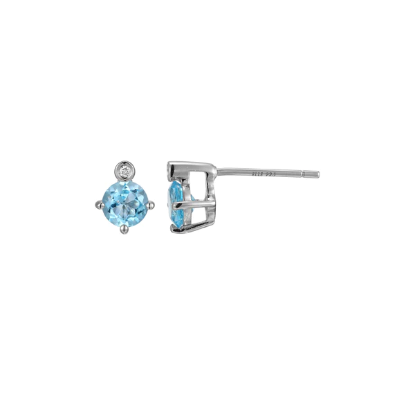 Sterling Silver Blue Topaz and Lab Grown Diamond Earrings Carroll's Jewelers Doylestown, PA