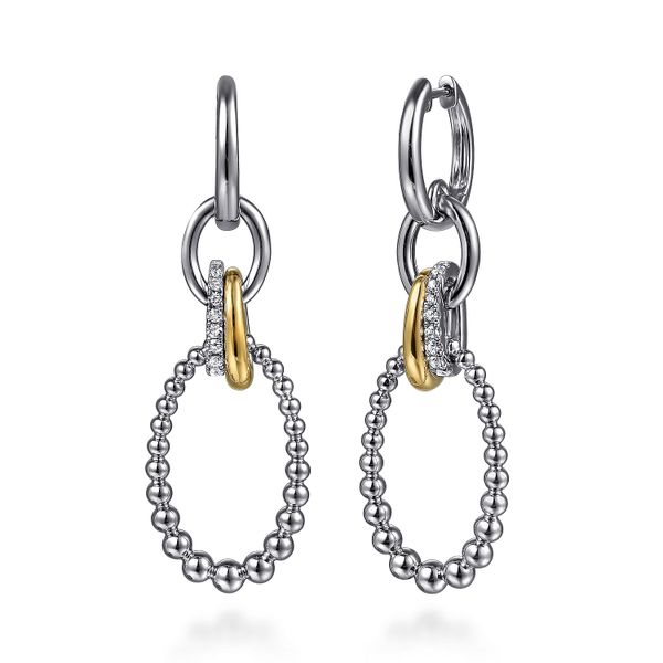 Gabriel 2 tone Bujukan dangle earrings with white sapphires Carroll's Jewelers Doylestown, PA