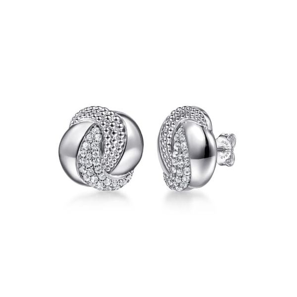 Gabriel Sterling Bujuakan White Sapphire Knot Earrings Carroll's Jewelers Doylestown, PA