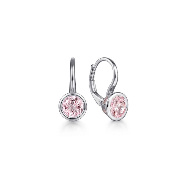 Gabriel SS Pink Zircon Bezel Earrings Carroll's Jewelers Doylestown, PA