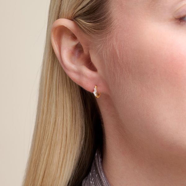 GP/SS huggies with diamond scatter accents Image 2 Carroll's Jewelers Doylestown, PA