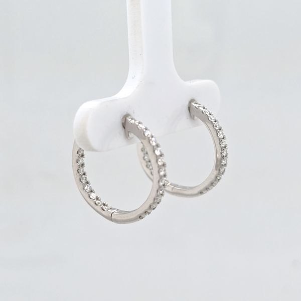 SS LG Diamond Hoop Earrings Image 2 Carroll's Jewelers Doylestown, PA