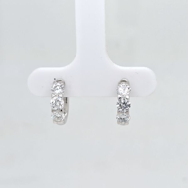 SS LG Diamond 3 stone earrings Carroll's Jewelers Doylestown, PA